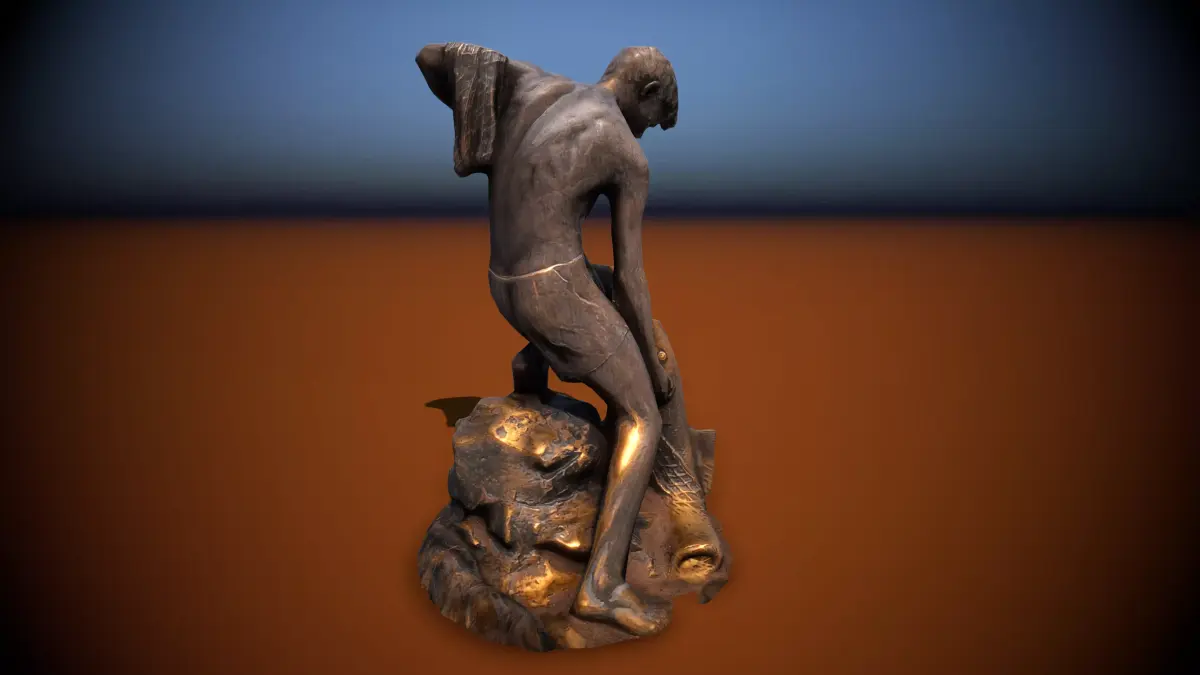 Sculpture Fisher fontaine Low-poly 3D model Low-poly 3D model