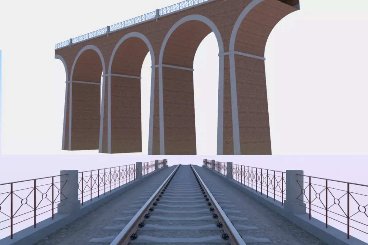 Railway viaduct PBR 3D model