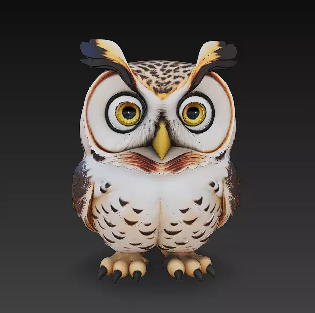 Owl Realistic 3D Model - Low Poly Realistic Low-poly 3D model
