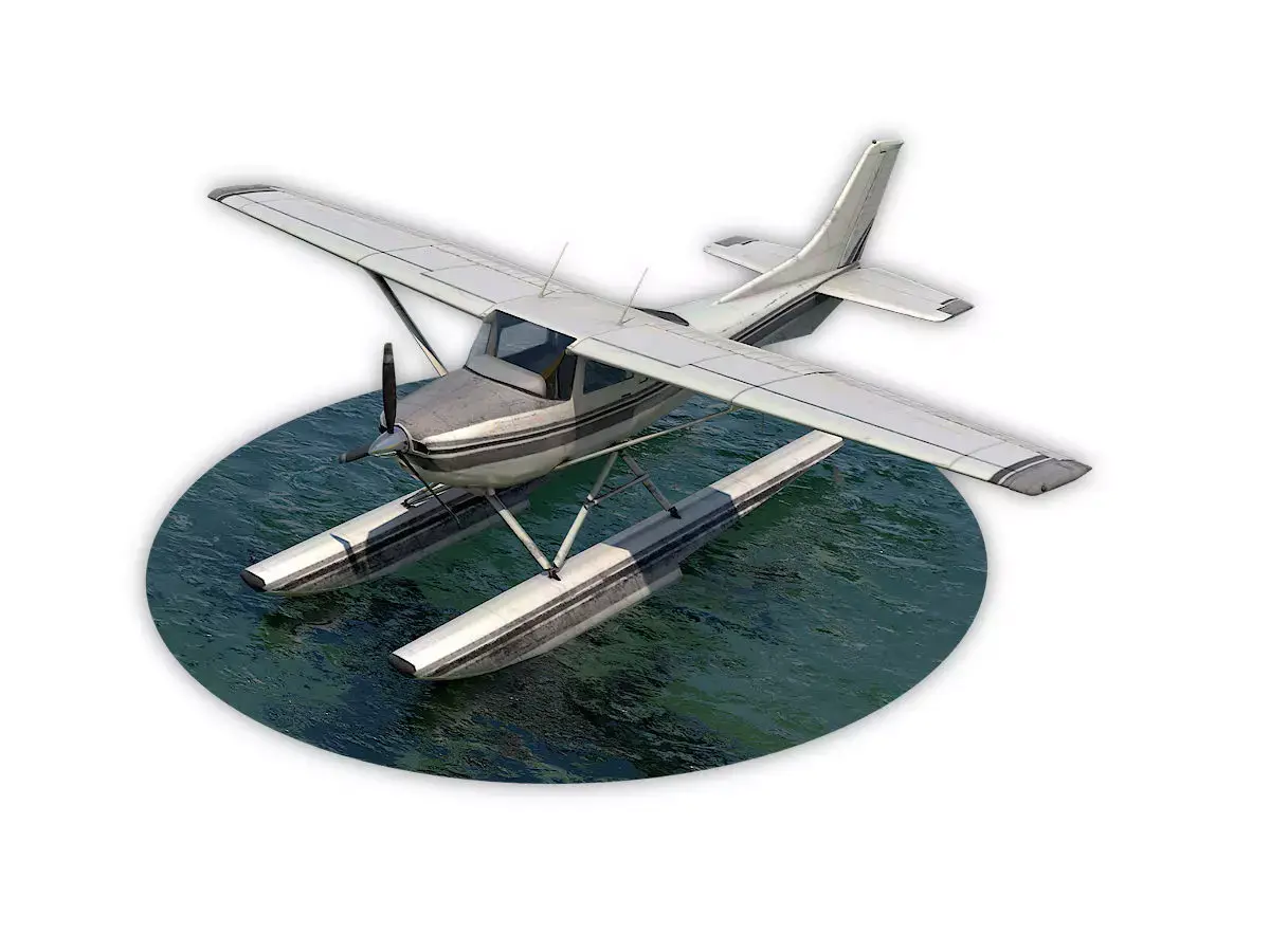 Cessna 182 Skylane Seaplane Low-poly 3D model