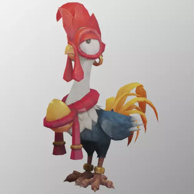 chicken low-poly 3D model rooster from game super mario bros Low-poly 3D model