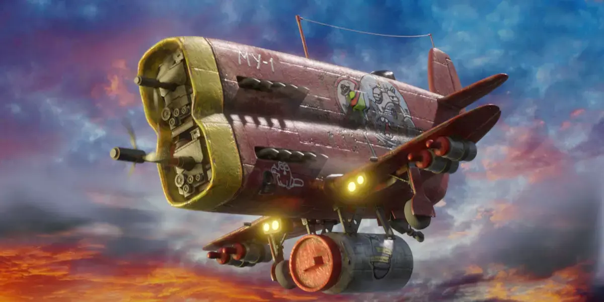 Stylized realistic red airplane Low-poly 3D model