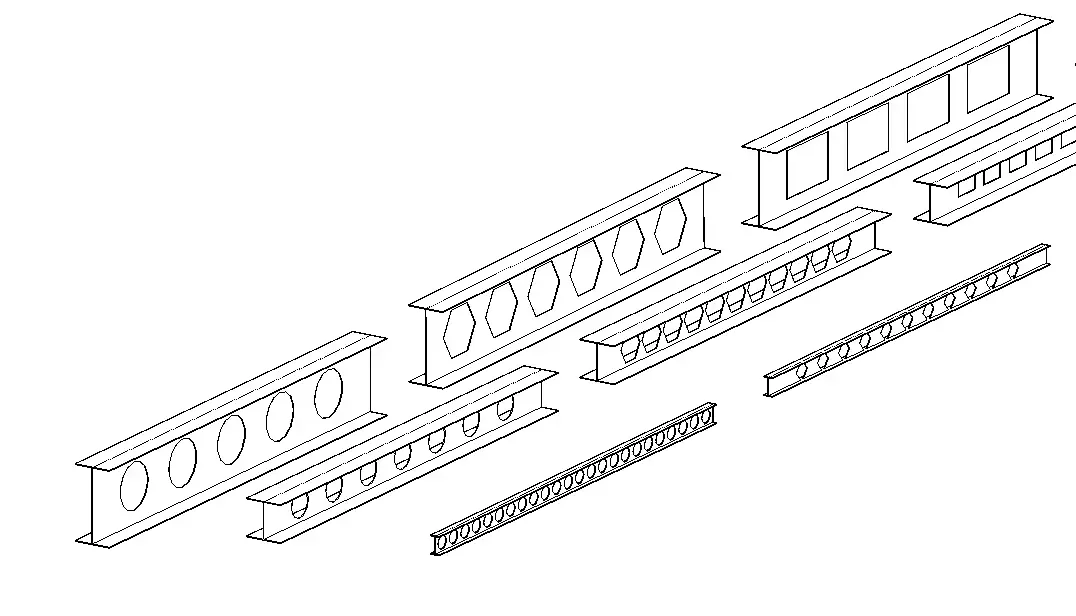 Revit Family Cellular Beam with Various Openings Parametric 3D model