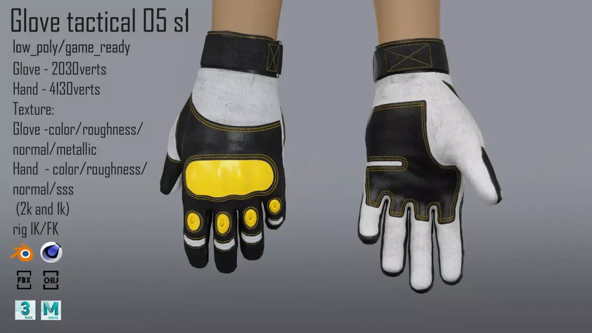 FPS hand glove tactical 05 s1 Low-poly 3D model