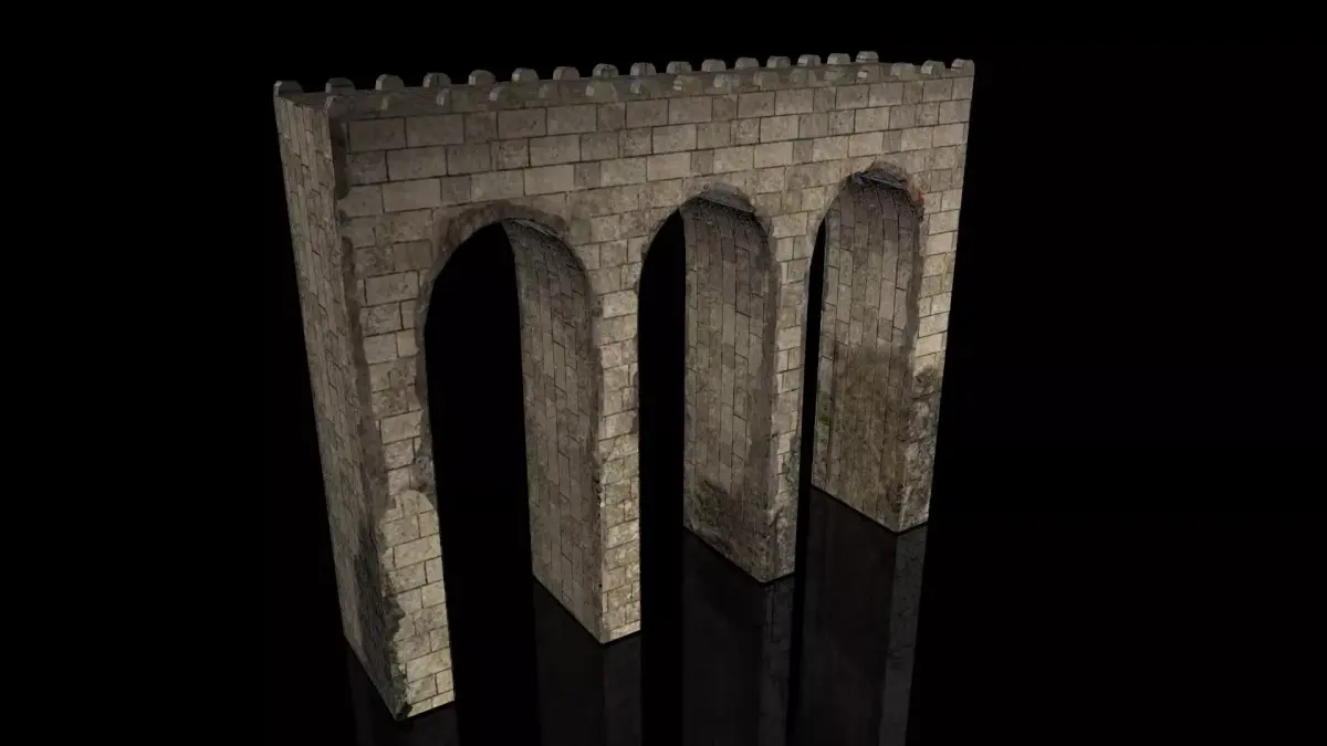 Medieval Bridge Low-poly 3D model