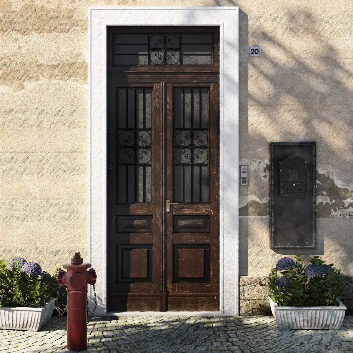 Entrance portal with street assets 3D model