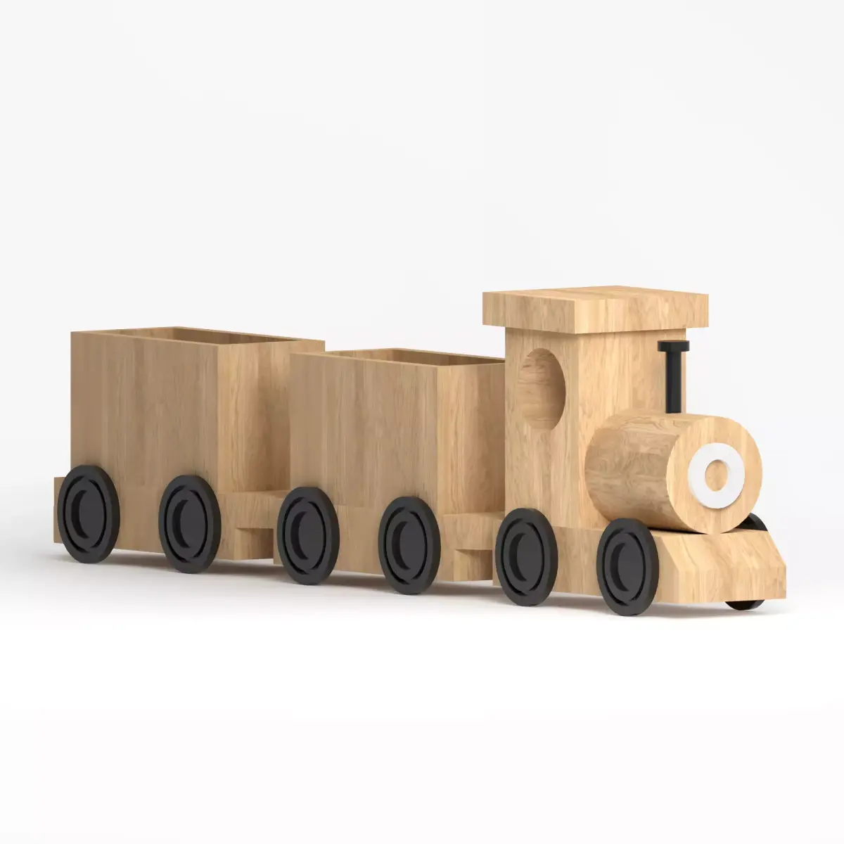 Toy train wood Low-poly 3D model