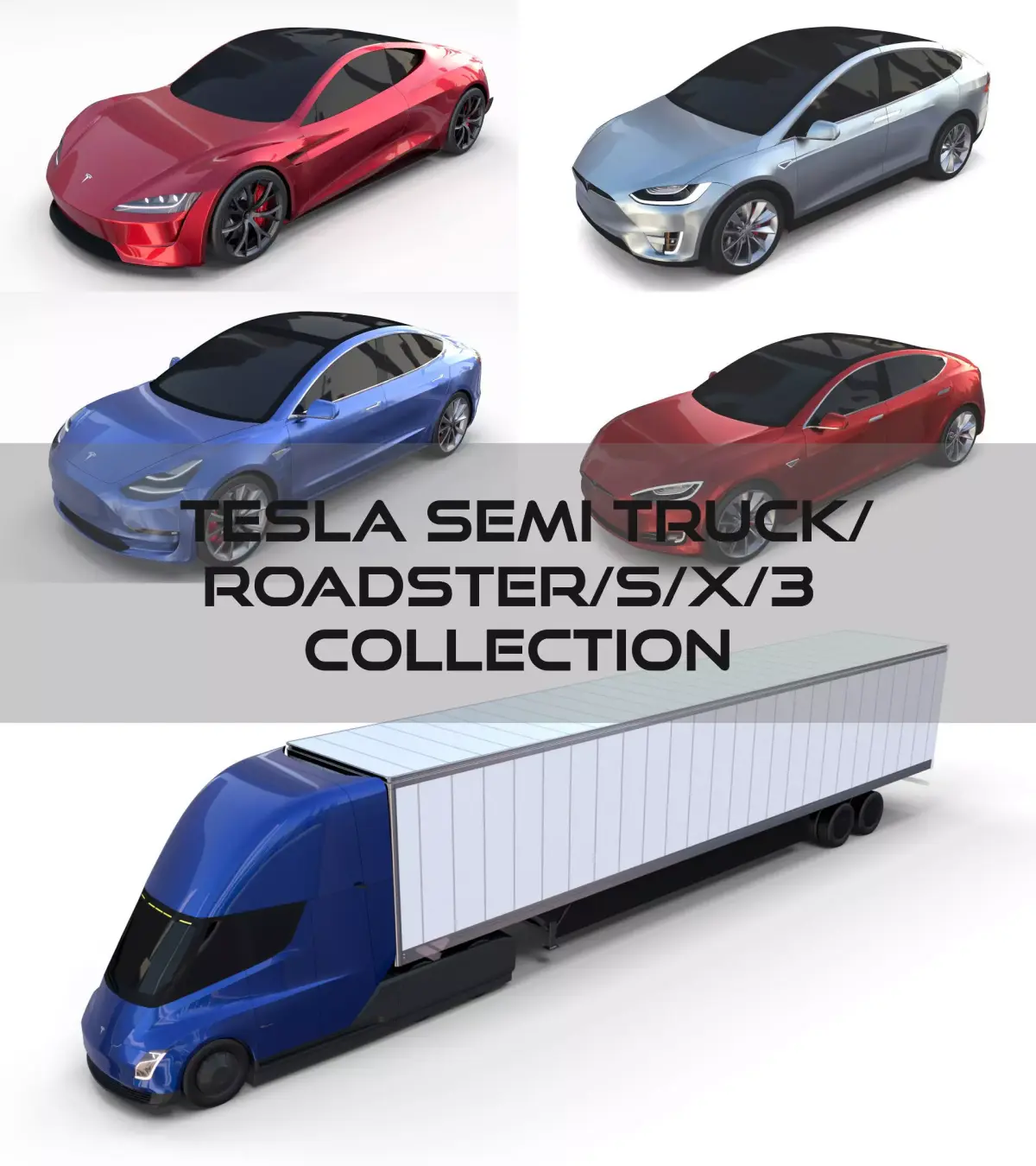 Tesla Pack Semi Roadster Model S X 3 3D model