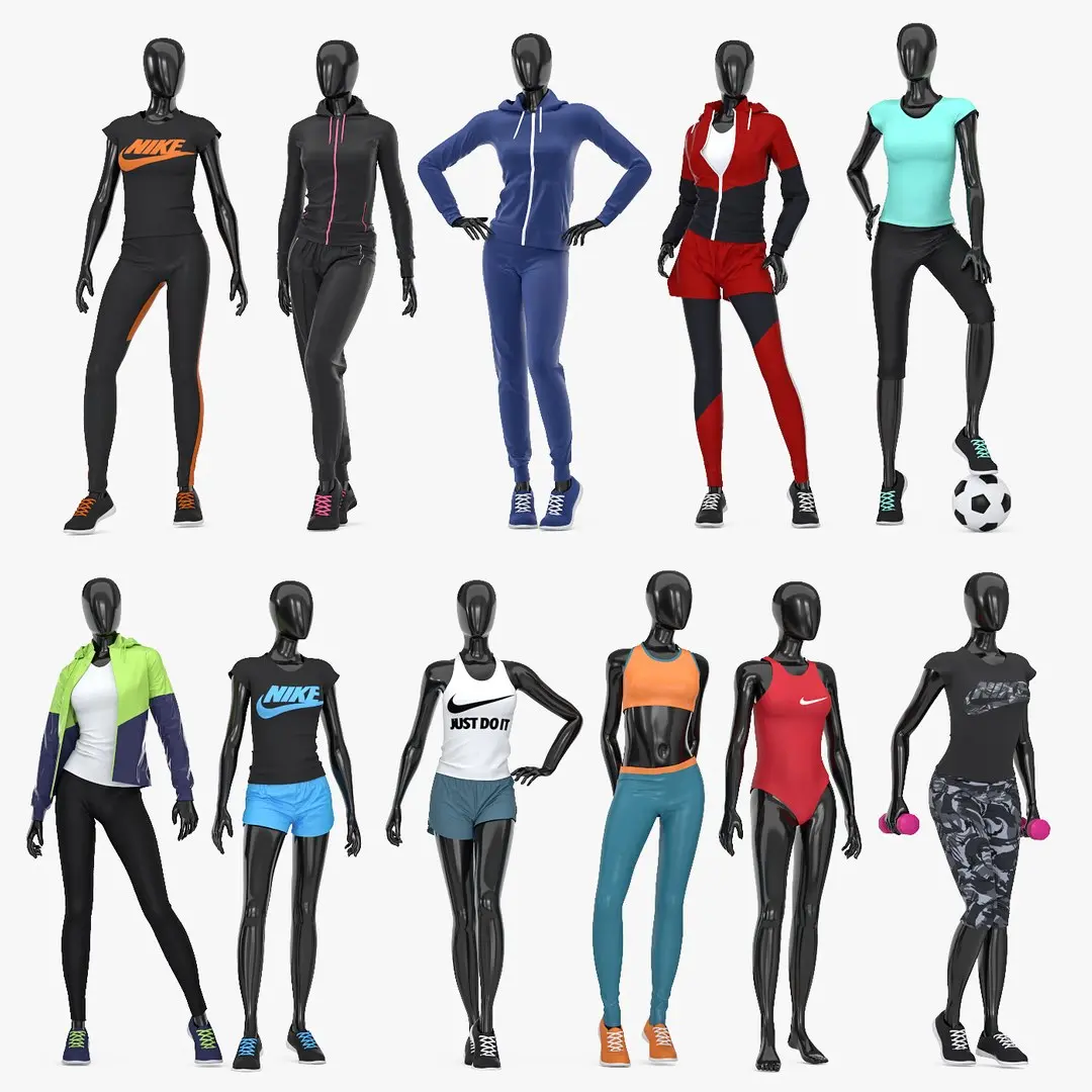 Female sport mannequin collection 3D model