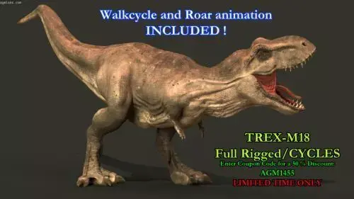 Tyrannosaurus Rex full rigged animated 3D model