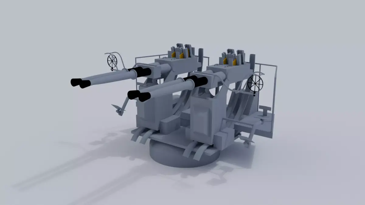 40mm Quad Anti-Aircraft Gun  3D model