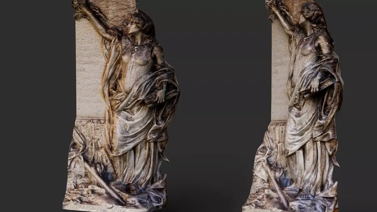 ancient nymph monument corner wall part PBR photogrammetry Low-poly 3D model