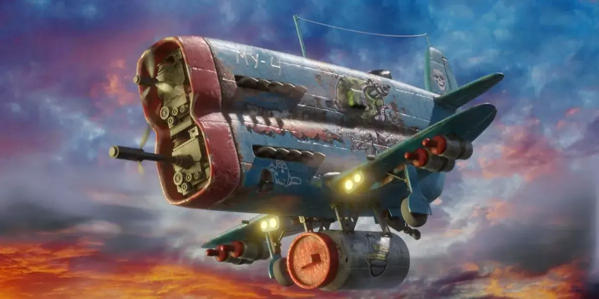  Stylized realistic blue airplane Low-poly 3D model