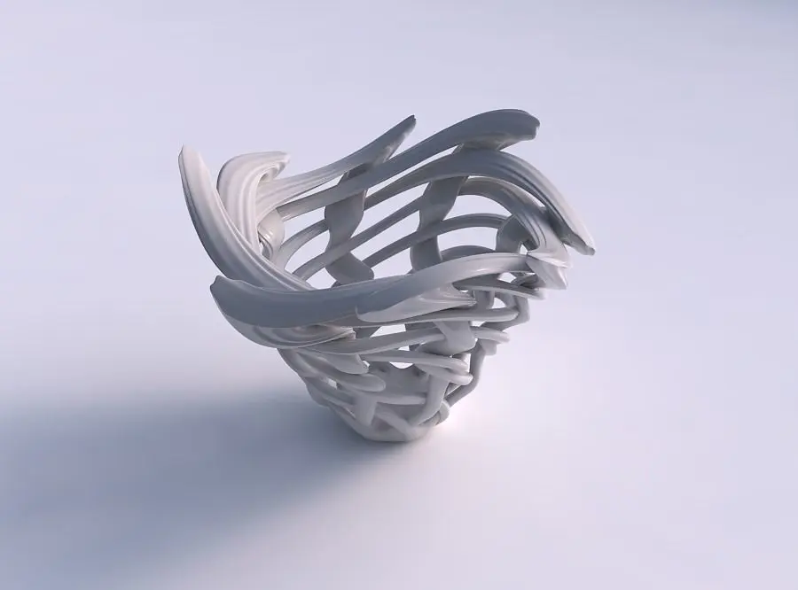 Vase wide on top part with interlacing lattice and extruded l... 3D print model get