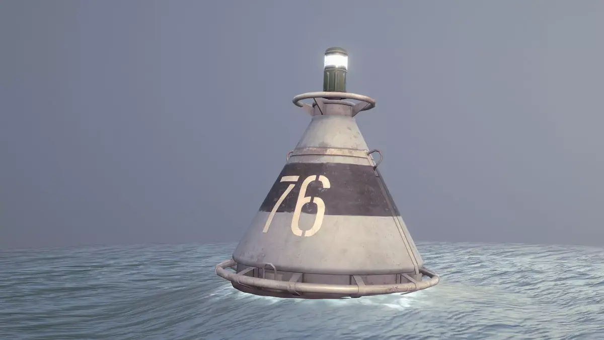 Buoy River RB-4-01 Left Turn Mark Low-poly 3D model