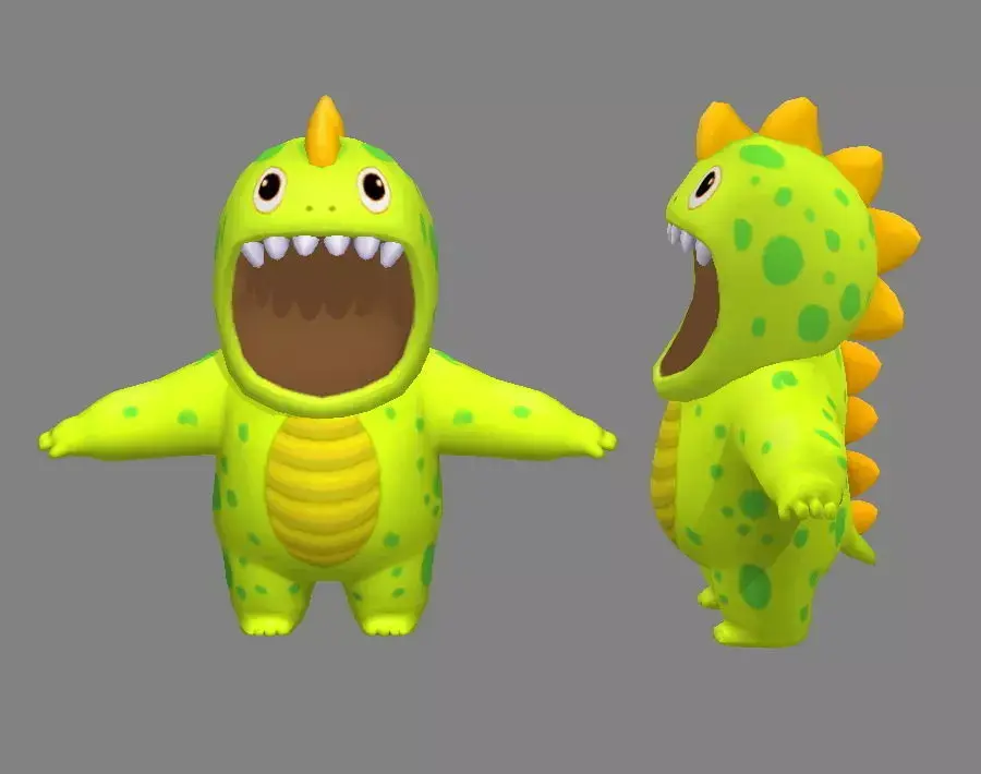 Cartoon dinosaur costume Low-poly 3D model