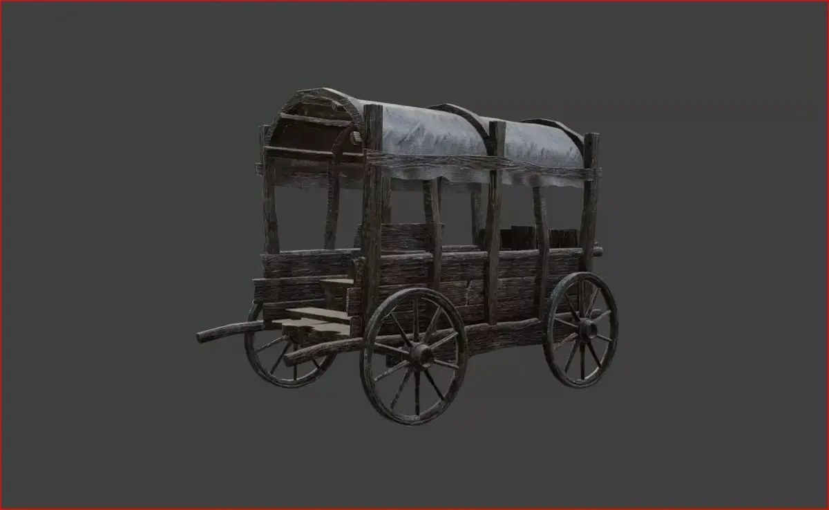  Old Wooden Cart 3D Model 3D model