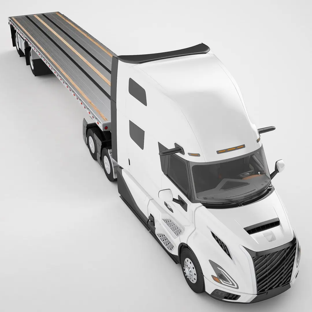 Semi Truck Generic Flat Trailer 01 3D model