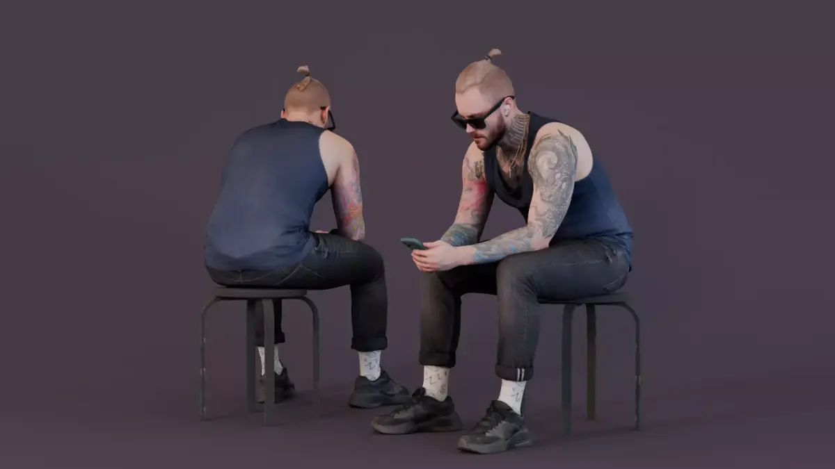 Digital Connection - Tattooed Man on a Break 3D model