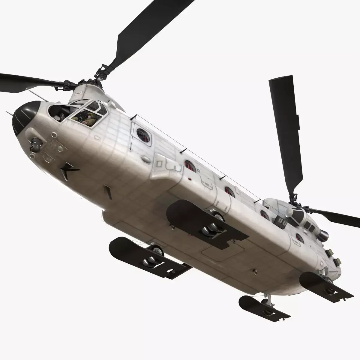 CH-47 Chinook Blank Levery Basic Animation Low-poly 3D model
