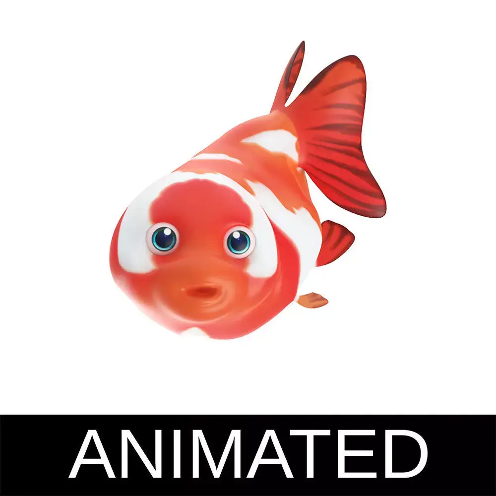 Ranchu Gold Fish Cartoon Animated  Low-poly 3D model
