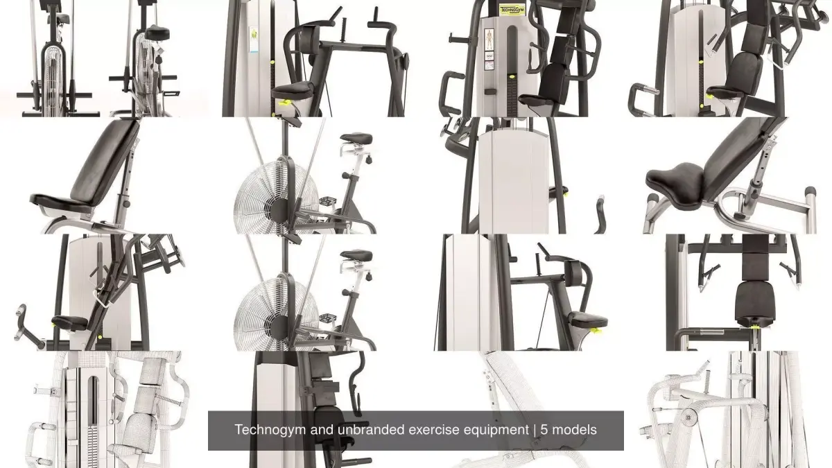 Technogym and unbranded exercise equipment 3D Model Pack