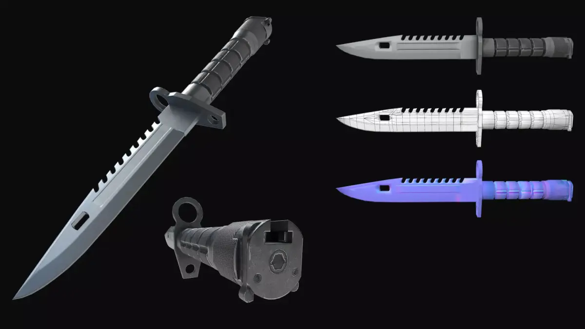 M9 Bayonet Low Poly Low-poly 3D model