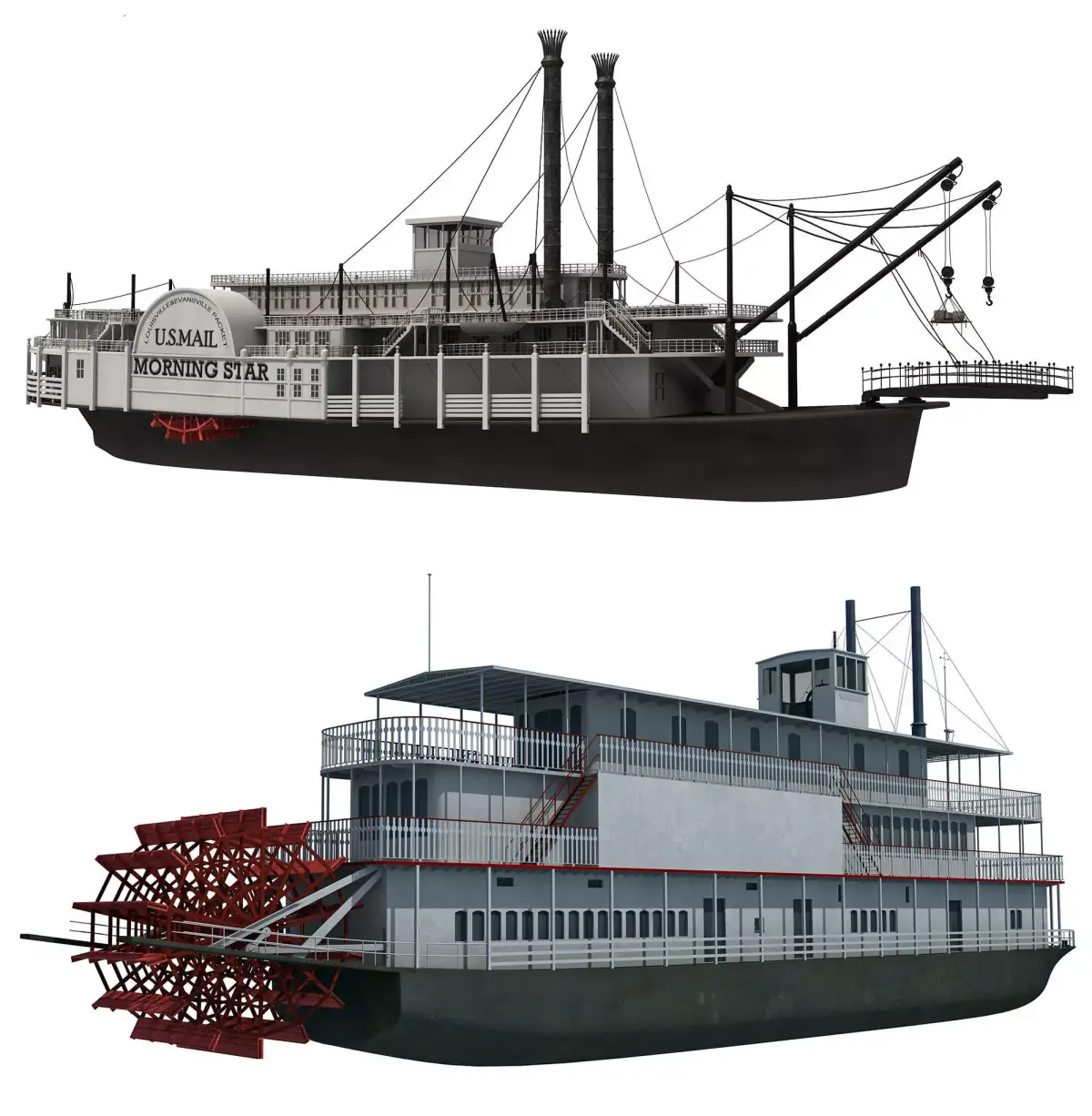 Historic Paddle Steamer River Boats 3D model