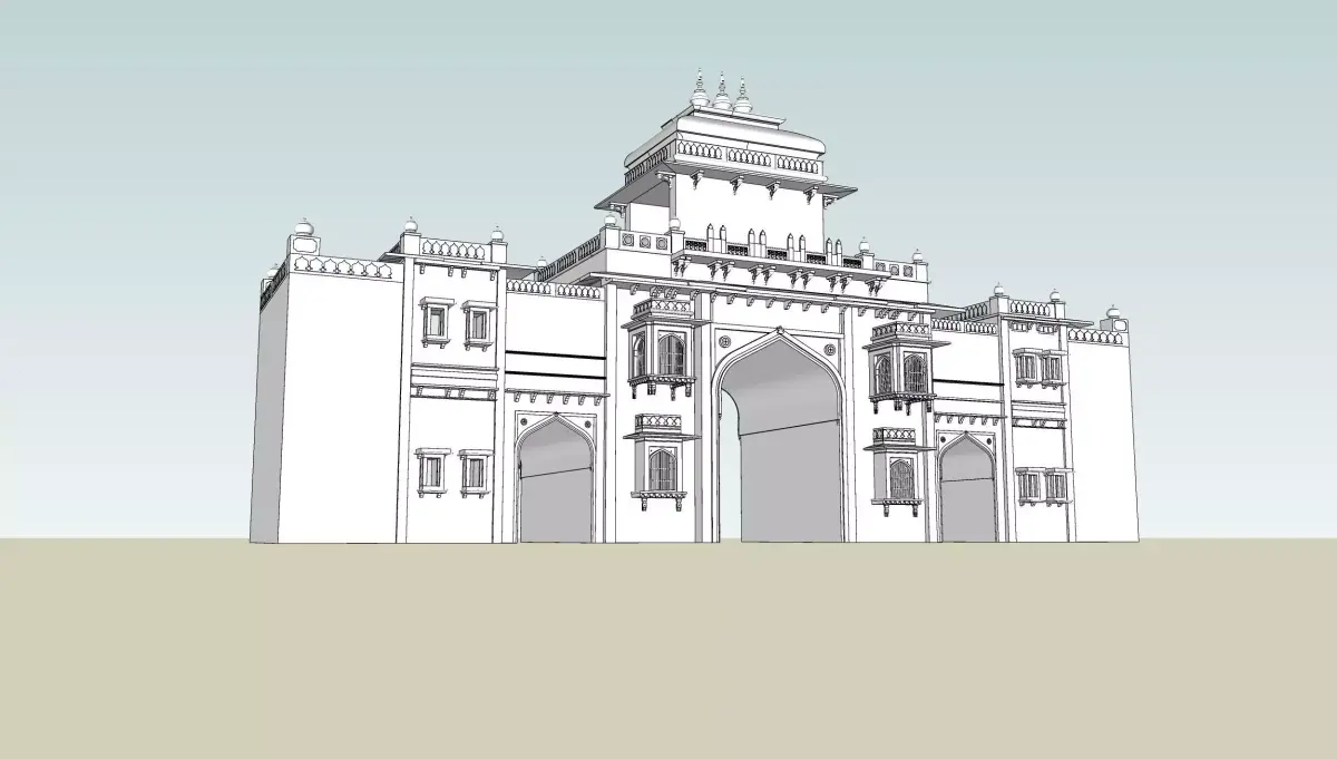 indian jodhpuri stone ghanta ghar sumer gate 3d modal  Low-poly 3D model