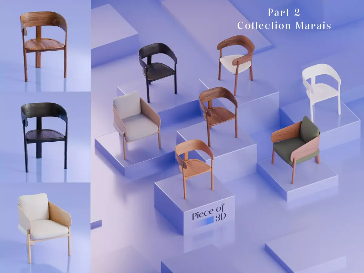 AMPM Collection Set Part 2 - Marais - Chairs and Armchairs 3D model