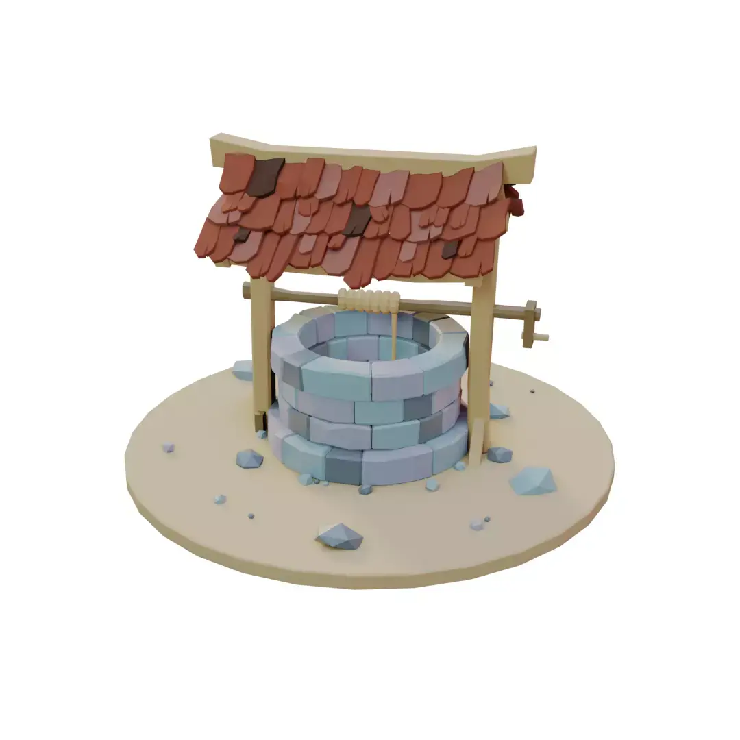 Low Poly Old Well Low-poly 3D model
