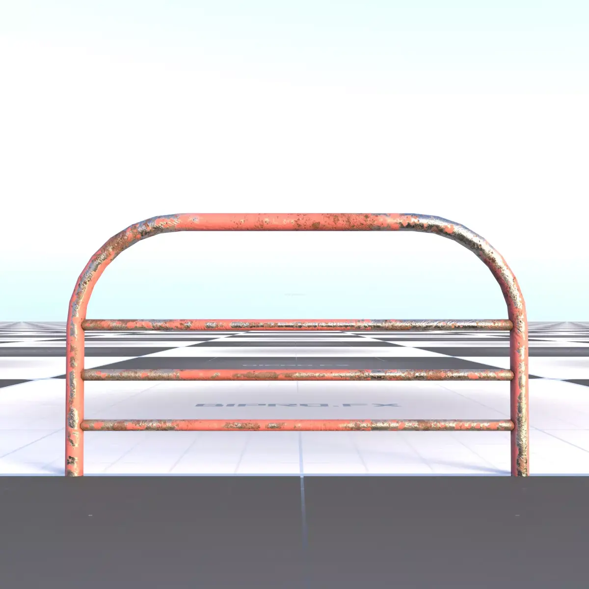 Industrial Metal Safety Railing Rusted Free 3D model