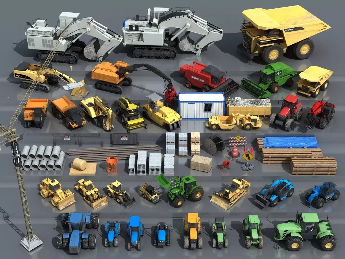 Large construction vehicles-agricultural machinery 3D model
