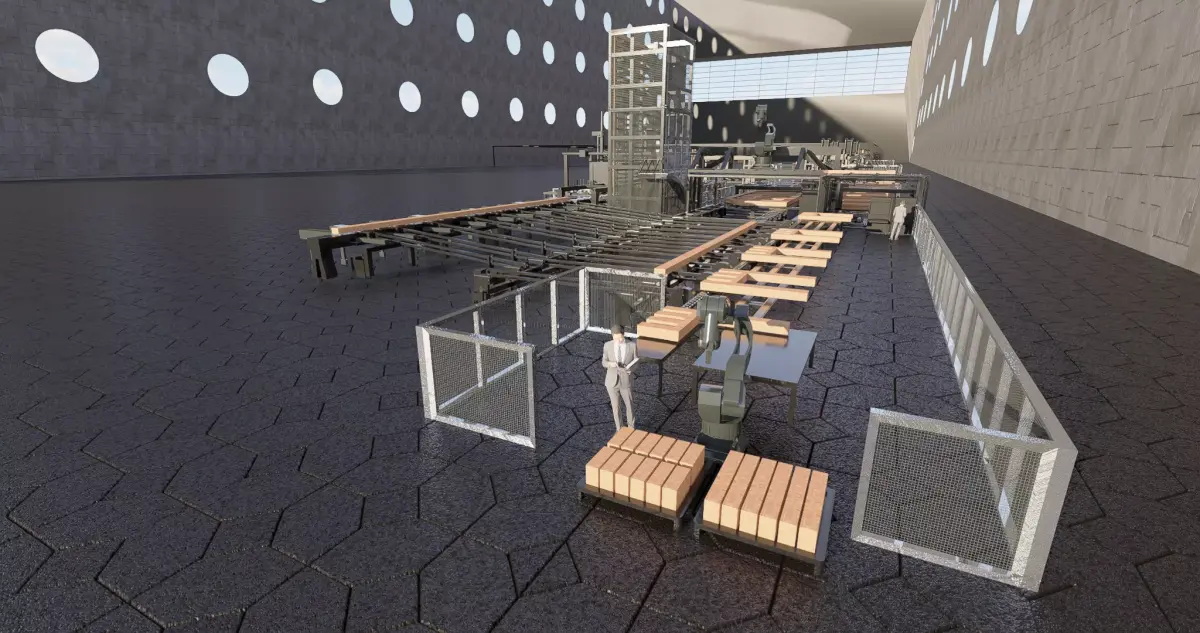 Assembly Line for Automatic House Building Structures Low-poly 3D model