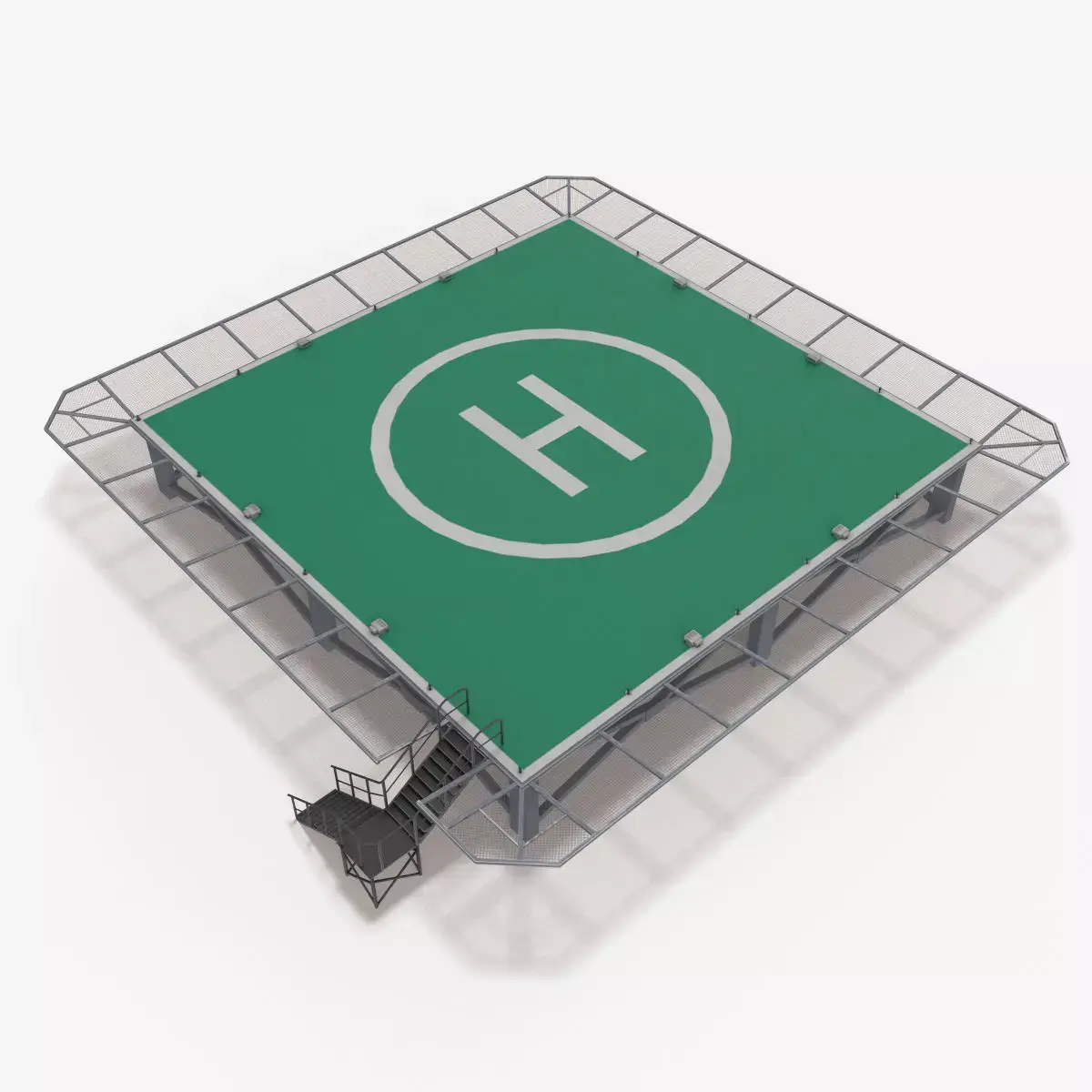 Helipad Square --322-- Low-poly 3D model