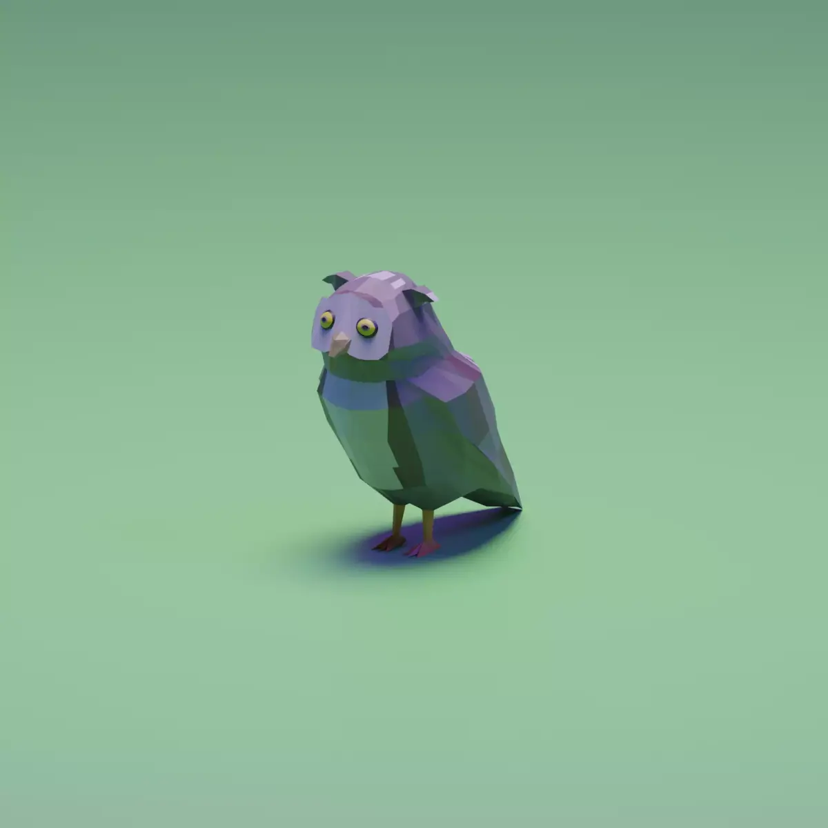 Great Horned Owl Low-poly 3D model