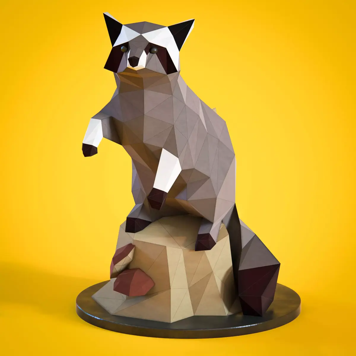 Low poly Racoon figurine 3D model