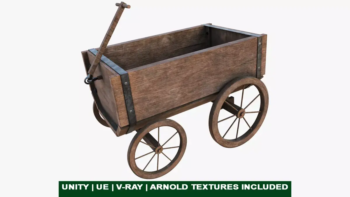 Wooden Cart02 All PBR Unity UE Textures Included Low-poly 3D model
