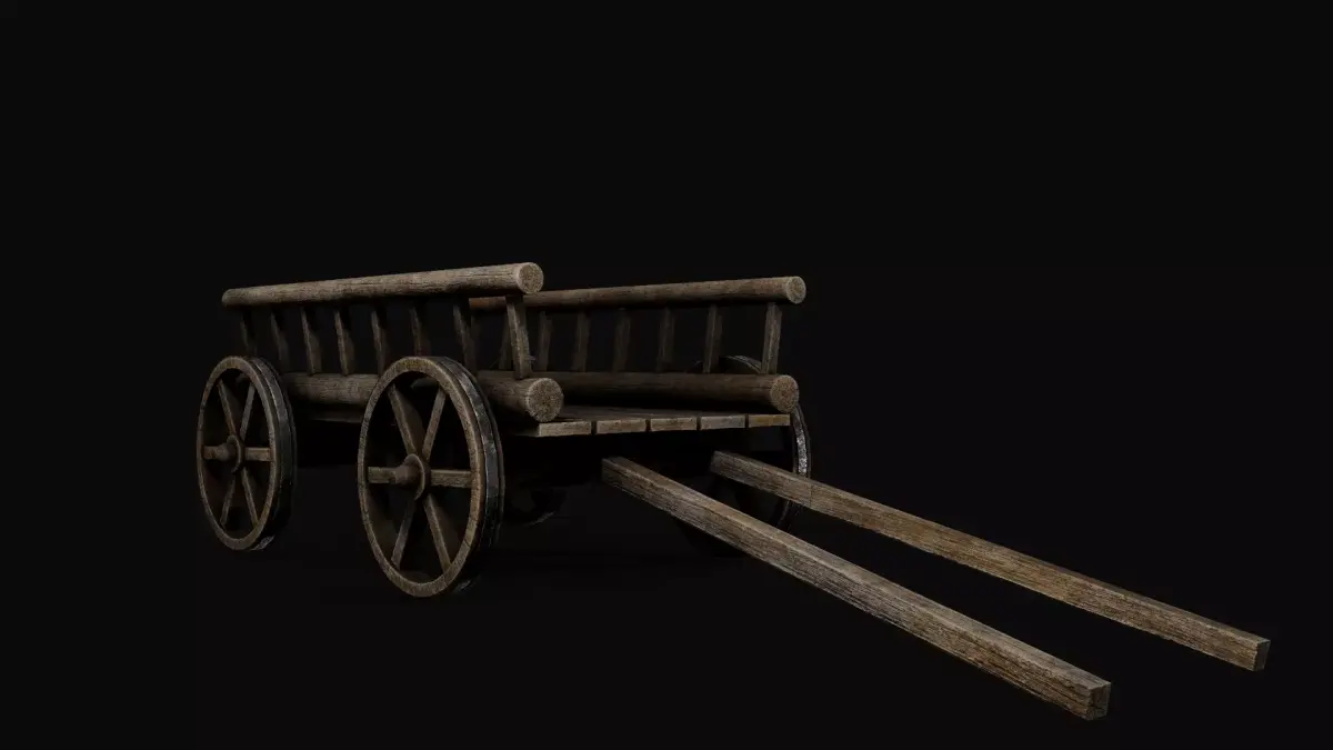 PBR Medieval cart Low-poly 3D model