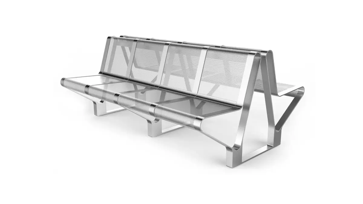 Waiting Room Seat V1 Double 4 Seats 3D model