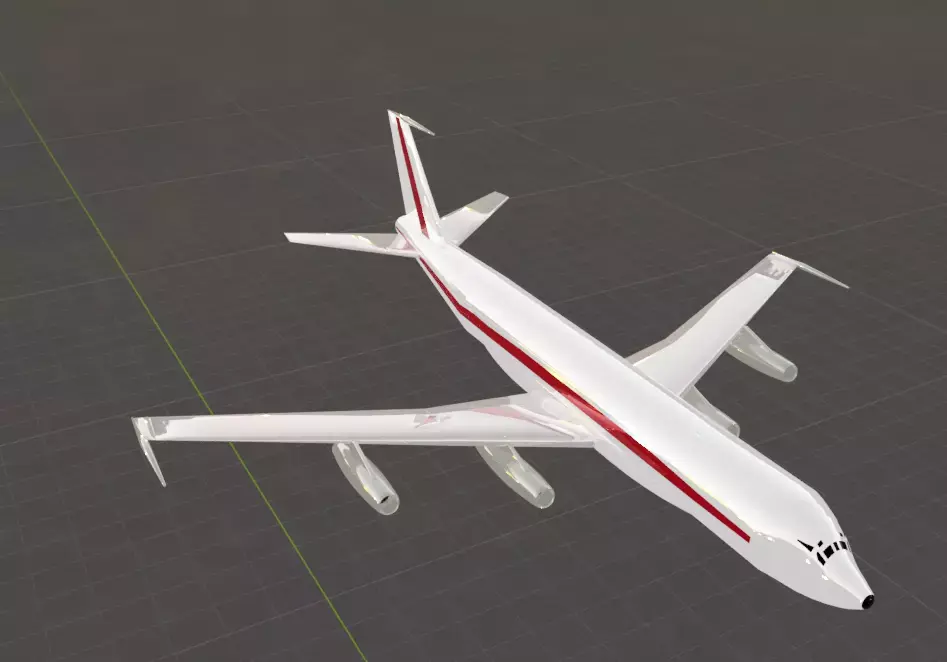 Fictional Quad Engine 1950s Jetliner 707-320 Inspired Low-poly 3D model
