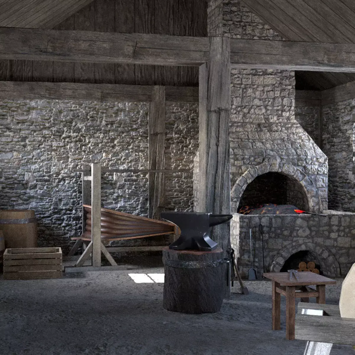 Medieval Armory and Smithy Building 3D model