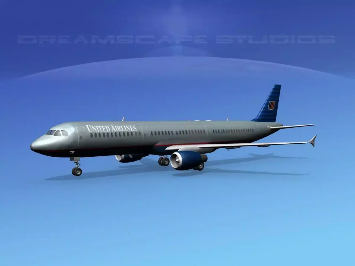 Airbus A321 United 1 3D model