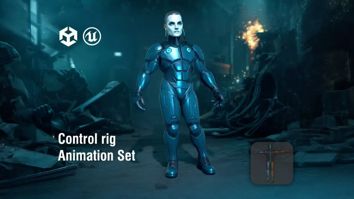 Futuristic Cyborg with Metallic Armor Low-poly 3D model