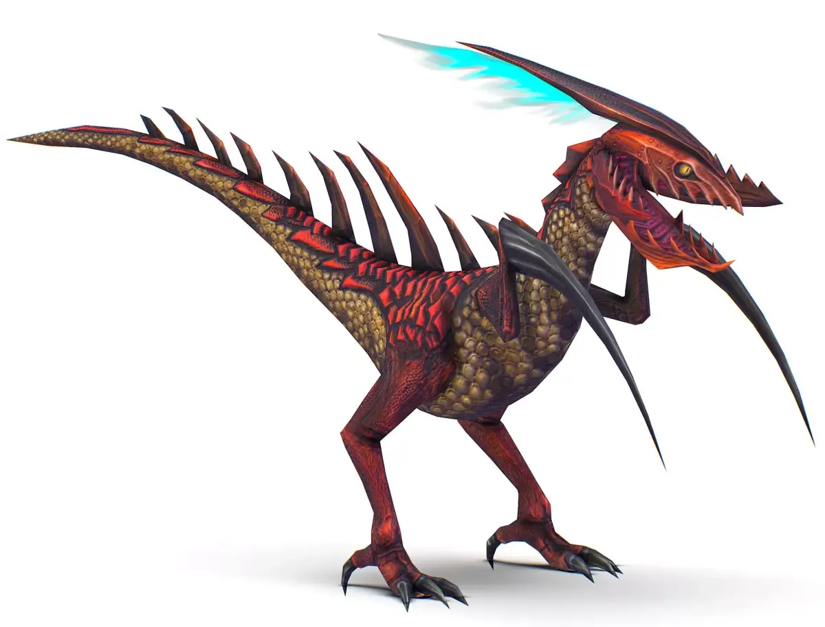 ow Poly Monster Red Alien Dino Low-poly 3D model