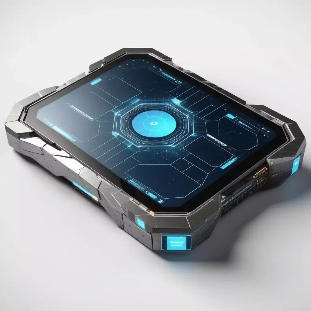 Futuristic Data Pad with Cracked Screen 3D model