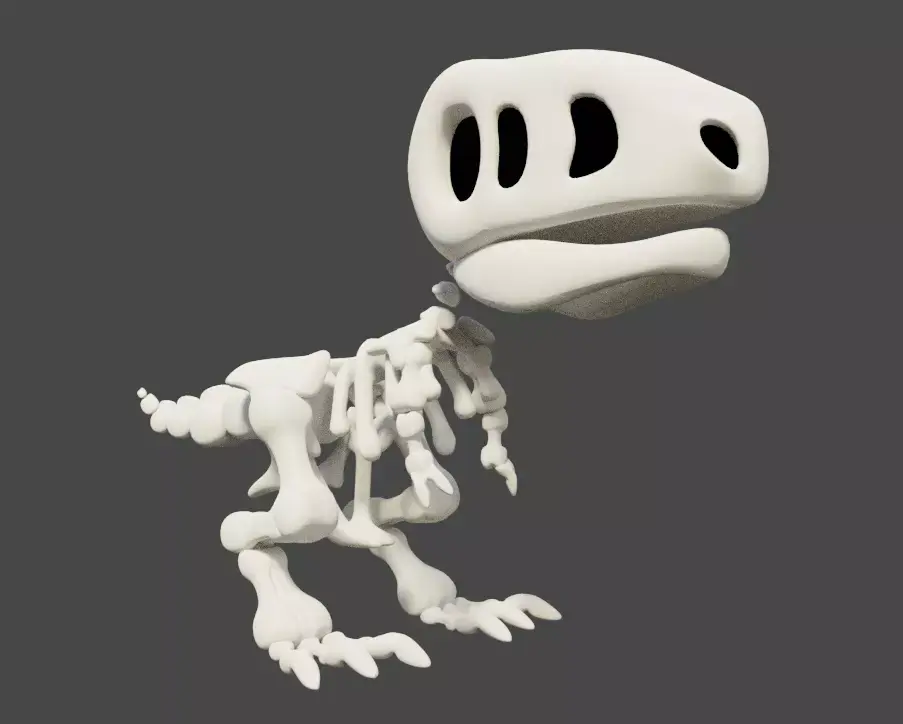 Cartoon T-Rex Skeleton Not-Rigged 3D model