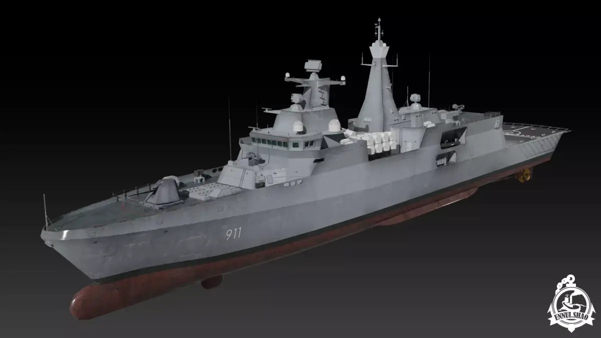 Algerian navy frigate El-Moudamir Low-poly 3D model
