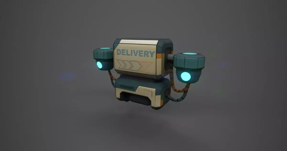 Low Poly Stylized Delivery Drone  Game Ready Asset Low-poly 3D model