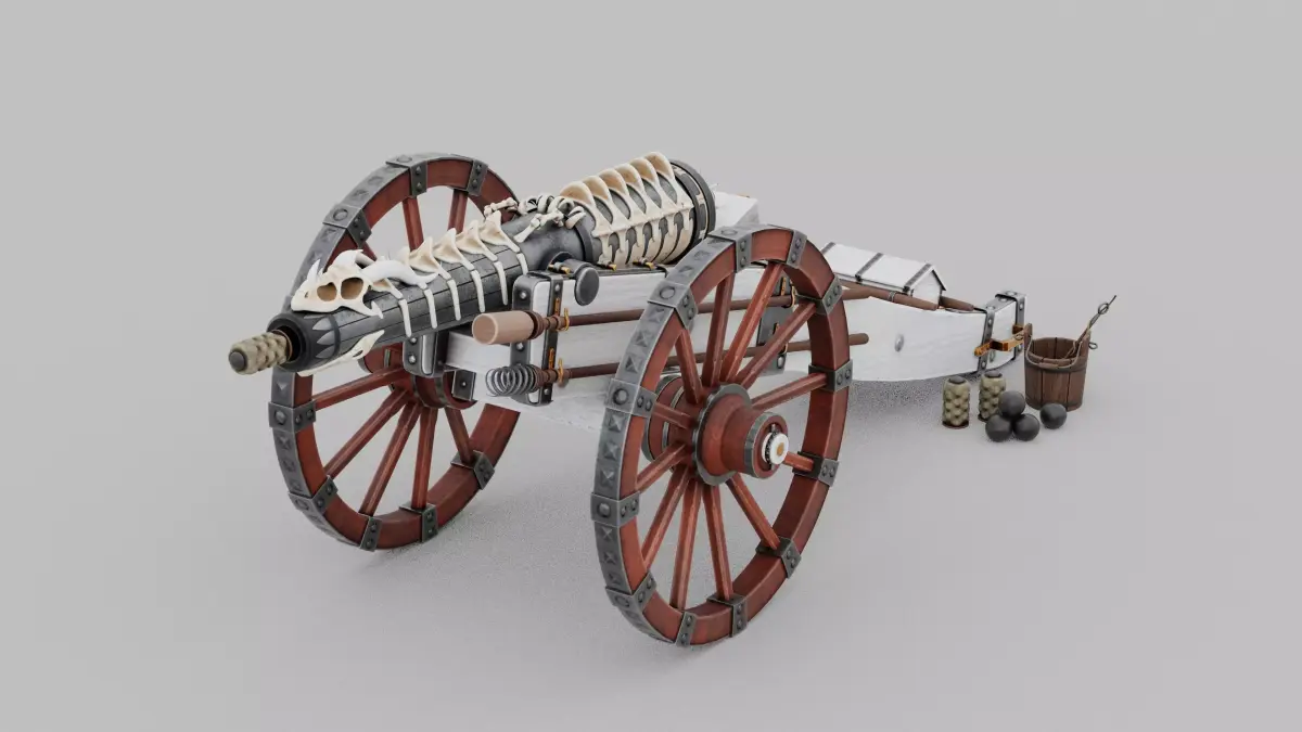 O Kit 01 Cannon Kit 03 of 05 dragon bone cannon Low-poly 3D model
